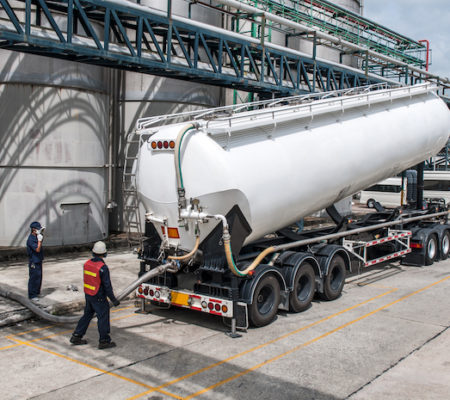 Truck, Tanker Chemical Delivery in Petrochemical Plant